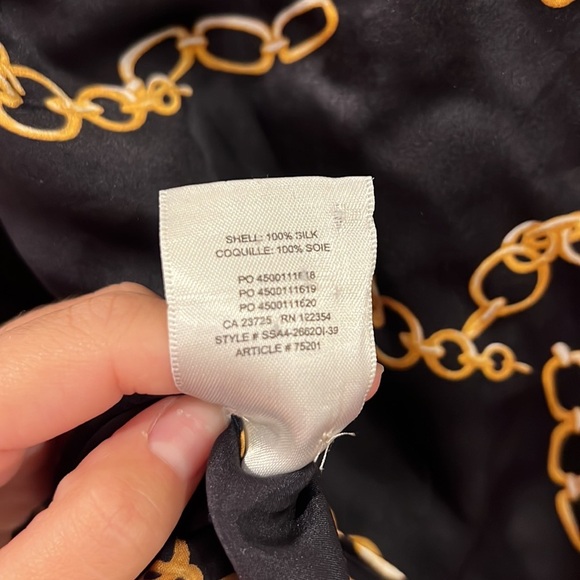 Wilfred Silk Chain Print Tie Front Blouse Black XXS - Picture 7 of 9